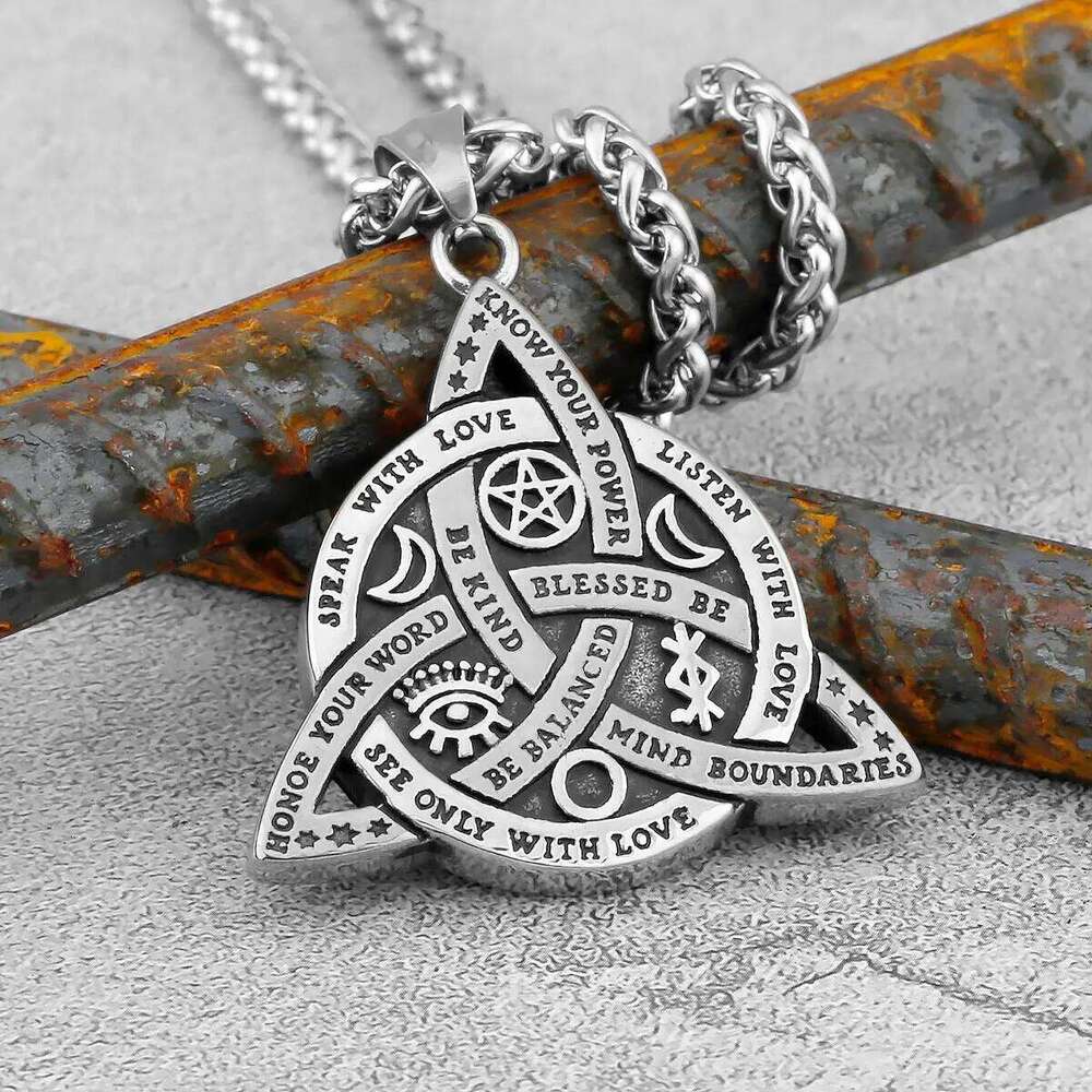 Viking Witch Celtic Knot Pendant Rune Stainless Steel Men Chain Odin Gothic Necklace Protection Amulet Jewelry Gifts H260312