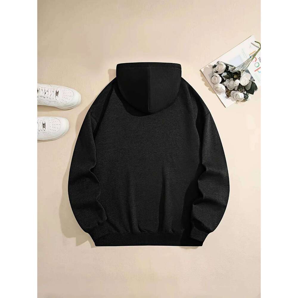 Horse Dad Definition Men's Drawstring Hoodie - Casual Comfortable Black Pullover, Fall & Winter Hooded Sweatshirt Z260314