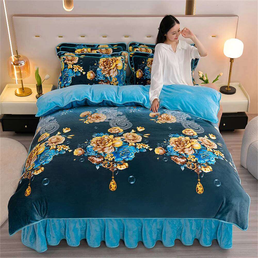 Light Milk Four-Piece Sets Winter Thickened Class A Bedding Set Warm Fleece Home Anti-static Duvet Cover Bed Sheet H260311 H260312 - view 4