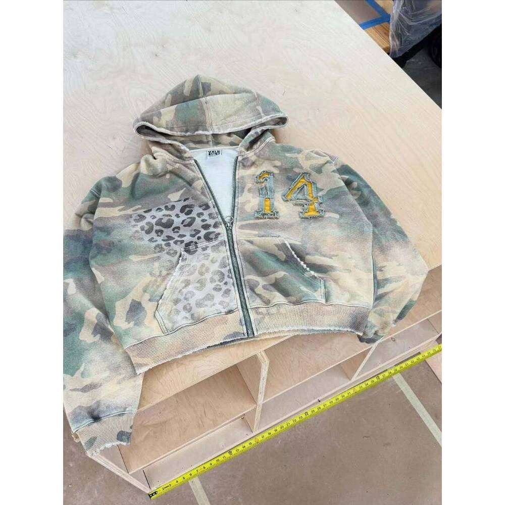 Europe America autumn and winter couple camouflage hoodie loose cardigan hooded sweater retro coat Z260314