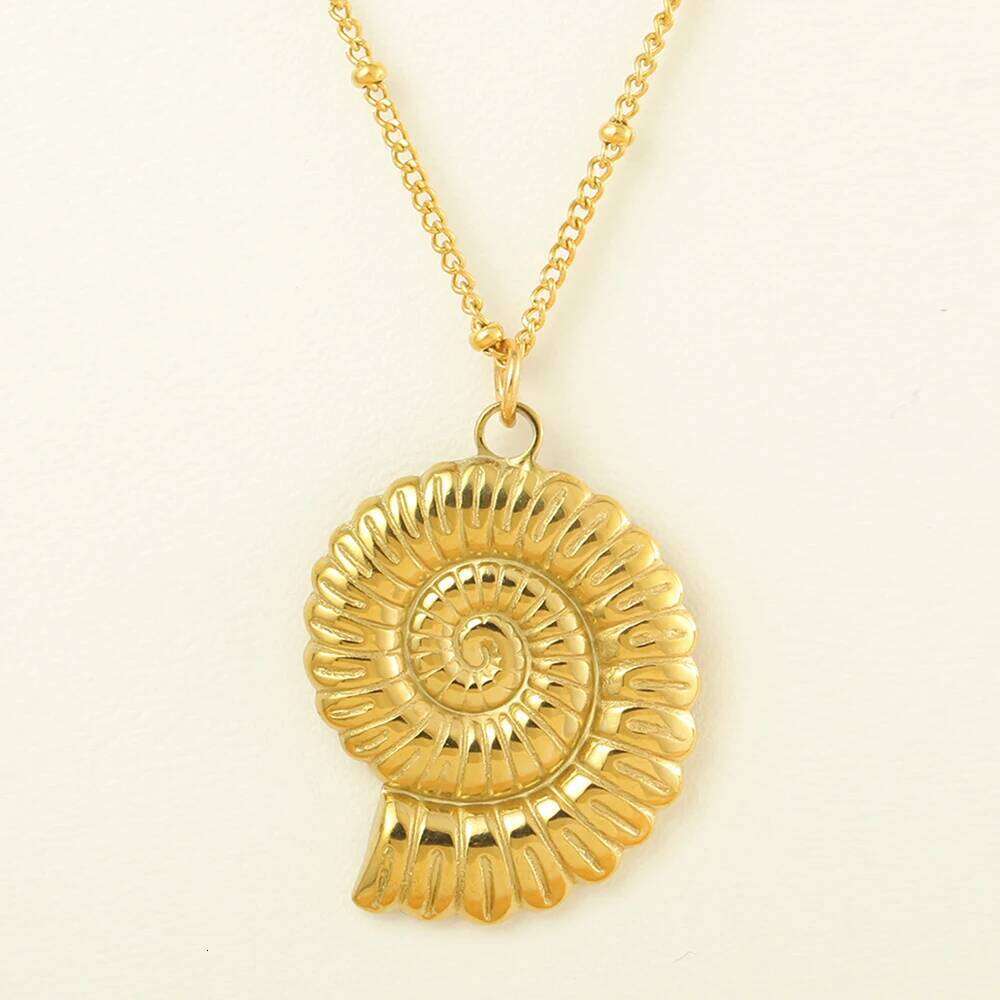 Golden Choker Women Stainless Steel Pendant Necklace Conch Starfish Bow Pendants Fashionable Women's Chunky Jewelry One Piece H260312