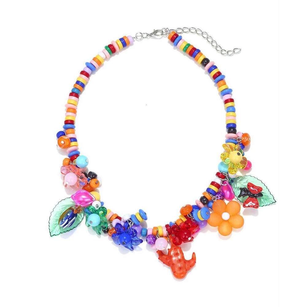 2025 New ZAA Handmade Colorful Resin Beaded Flower Choker Necklace for Women Vintage Ethnic Style Jewelry Neck Accessories H260312