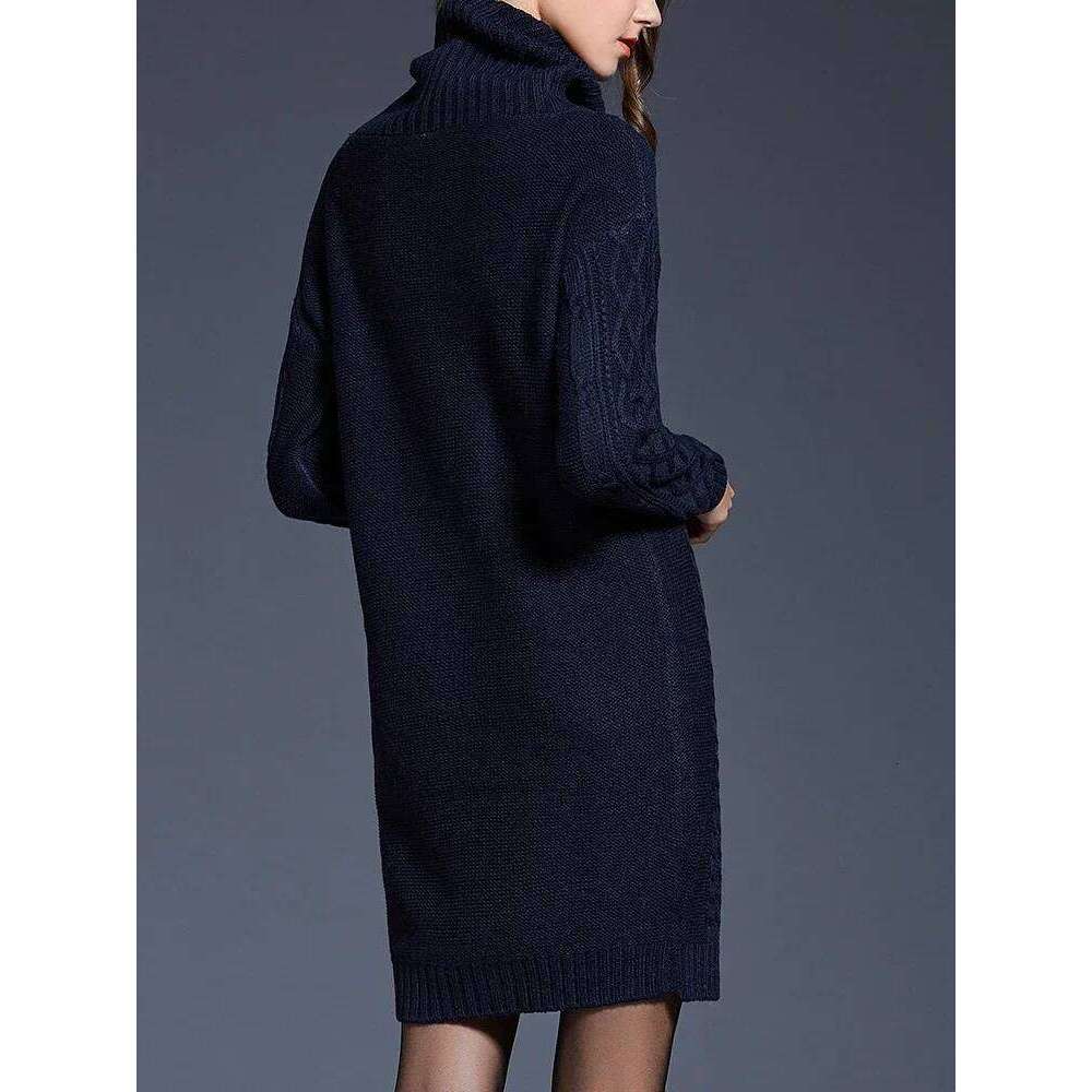 Knitting Mini Dresses Women Turtleneck Warm Elegant Cozy Stretchy European Style Fashion Autumn Winter Simple Vestidos De Mujer Z260313