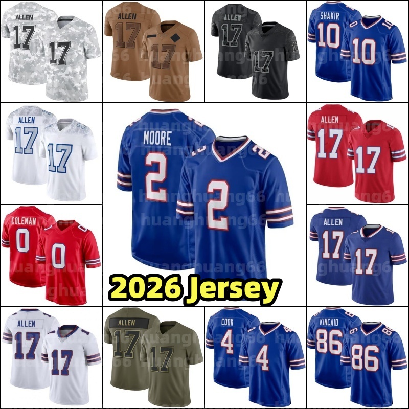 DJ Moore 17 Josh Allen Keon Coleman Football Jersey Dalton Kincaid Khalil Shakir Dawson Knox James Cook Ray Davis Dion Dawkins Joey Bosa Terrel Bernard Bradley Chubb