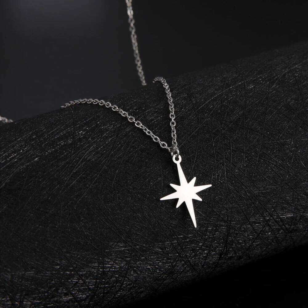 Lemegeton Simple North Star Pendant Fashion Women's Necklace Stainless Steel Starlight Choker Jewelry r Party Gift H260312