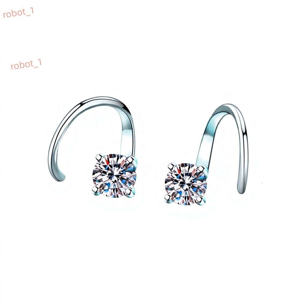 Luxury 925 Sterling Silver Moissanite Stud Earrings VVS1 Diamond Sparkling Hook Earrings Jewelry Women Custom Earring
