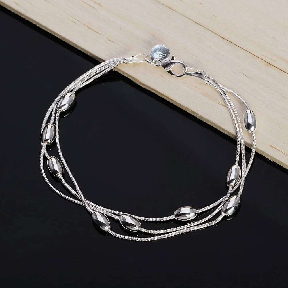 925 sterling silver elegant Snake chain beads Bracelets for women Fashion Party Wedding Accessories Jewelry Christmas Gifts Z260313