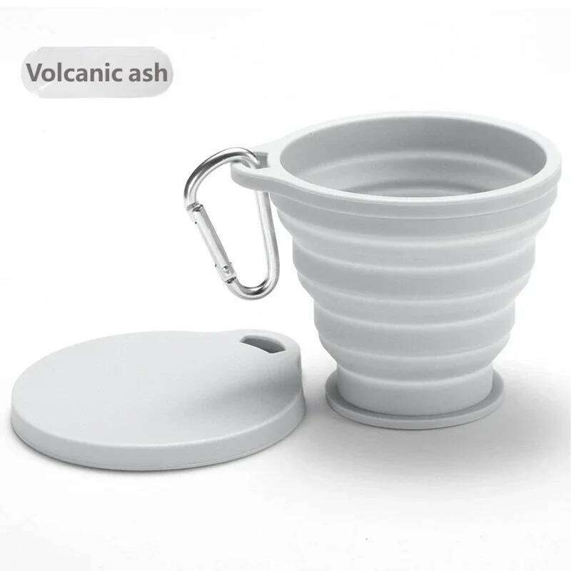 Portable Silicone Folding with Hanging Hole Collapsible Outdoor Water Cup for Camping Hiking Travel Z260313