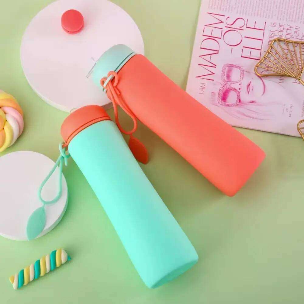 Leak Proof Foldable Silicone Bottle Portable Reuseable Folding Cup Twist Cap Collapsible Water Cups Camping Z260313