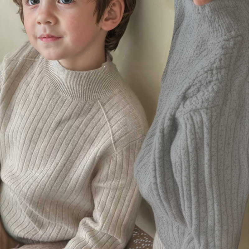 Pullover Children's Clothing Boys' Sweater Autumn Winter New Children's Half Turtleneck Sweater Korean Style Inner Wear Solid Color Pul