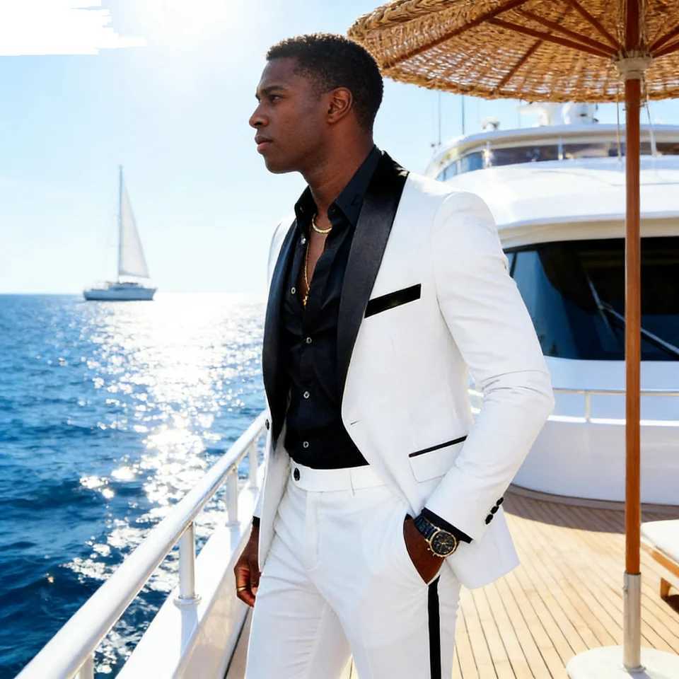 Elegant Mens Wedding Suits Single Breasted Shawl Lapel Slim Fit 2 Piece Groomsmen Outfits JaCKet Pants Sets M260313