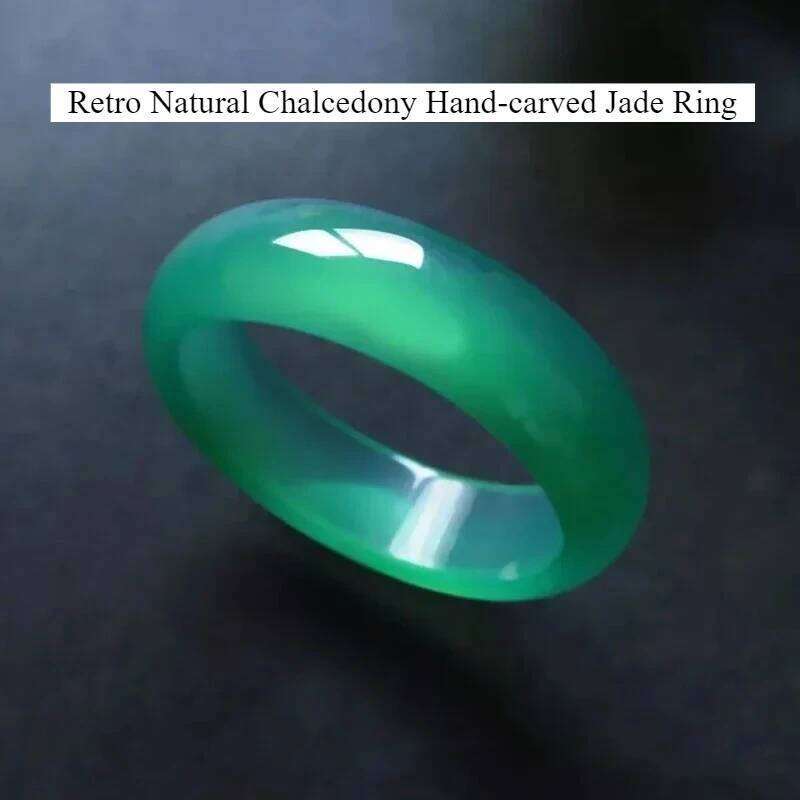 Retro Natural Chalcedony Hand-carved Ring Fashion Gift Jade Rings Various Colors Daily Wear Jewelry 16-18mm H260312