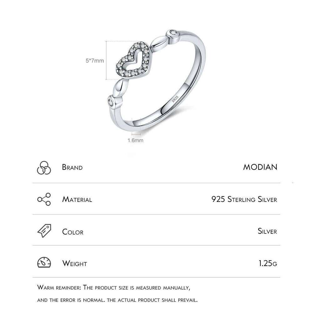 MODIAN Vintage Exquisite Ring Real 925 Sterling Silver Hollow Heart Simple Trendy Rings For Women Birthday Gift Fine Jewelry H260312