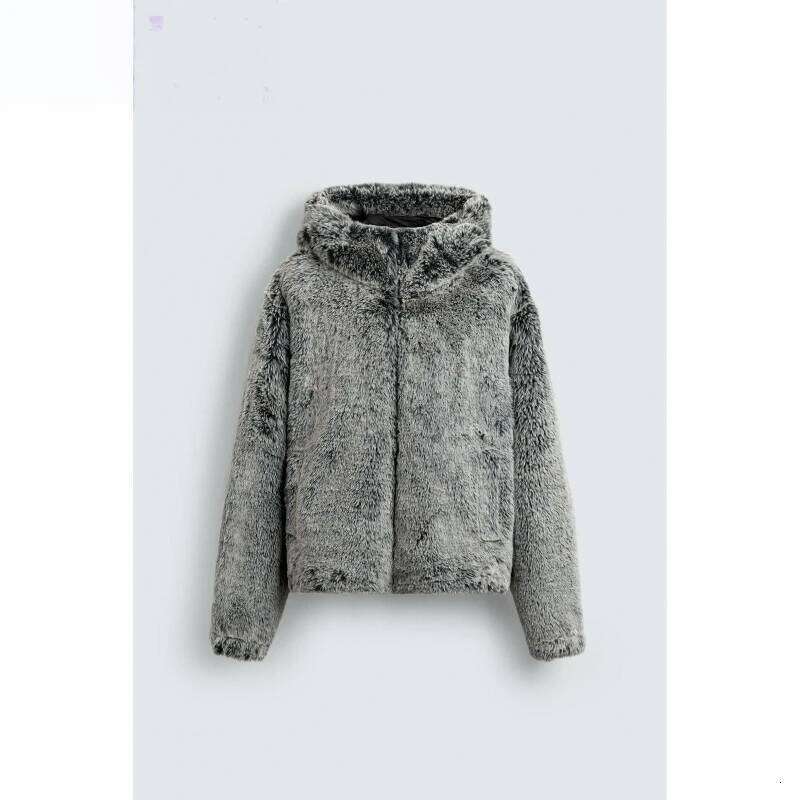 2025 Winter New Imitation Fur Men's Long Sleeve American Thick Hooded Plush Warm Jacket Loose Casual Trendy Fashion Top Z260313