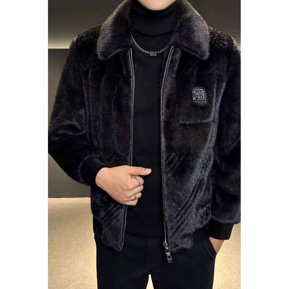 Autumn Winter Mink Jacket Men's Thick Warm Leather Jackets Flip Collar Casual Business Faux Fur Coats Men Clothing Z260313