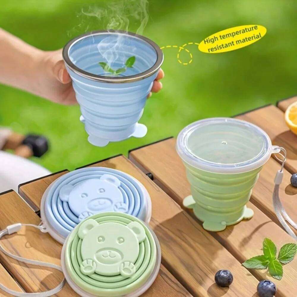 Portable 200ml Silicone Folding Cup, Collapsible Travel Mug for Camping, Hiking, Backpacking, Space-Saving & Hangs on Backpack Z260313