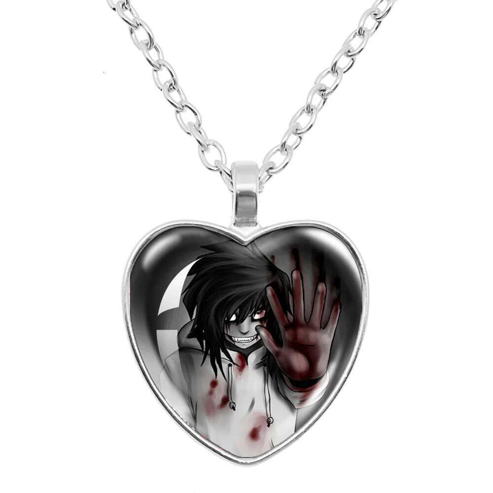 Creepy Urban Horror Legend Killer Jeff Anime Peripheral 25MM Glass Peach Heart Pendant Necklace Gift Go To Sleep! H260312