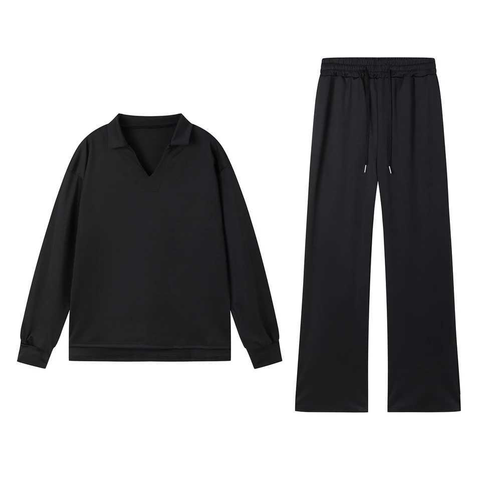 2025 European and American Autumn and Winter New Fashion Casual Womens Long Sleeved Drawstring Solid Color Commuting Pants Set M260313