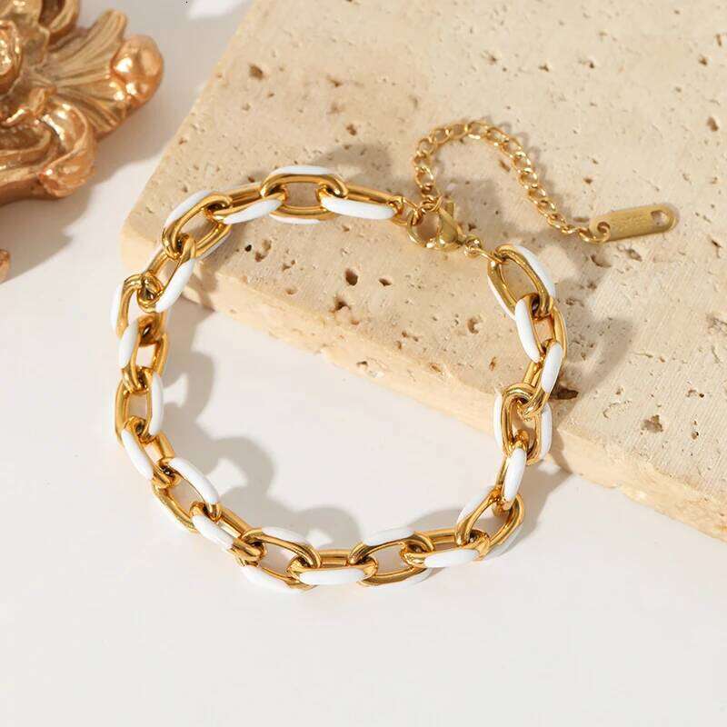 EILIECK 316L Stainless Steel Creative Enamel White Bracelet For Women Trendy Wrist Chain Waterproof Jewelry Gift Party Bijoux Z260313