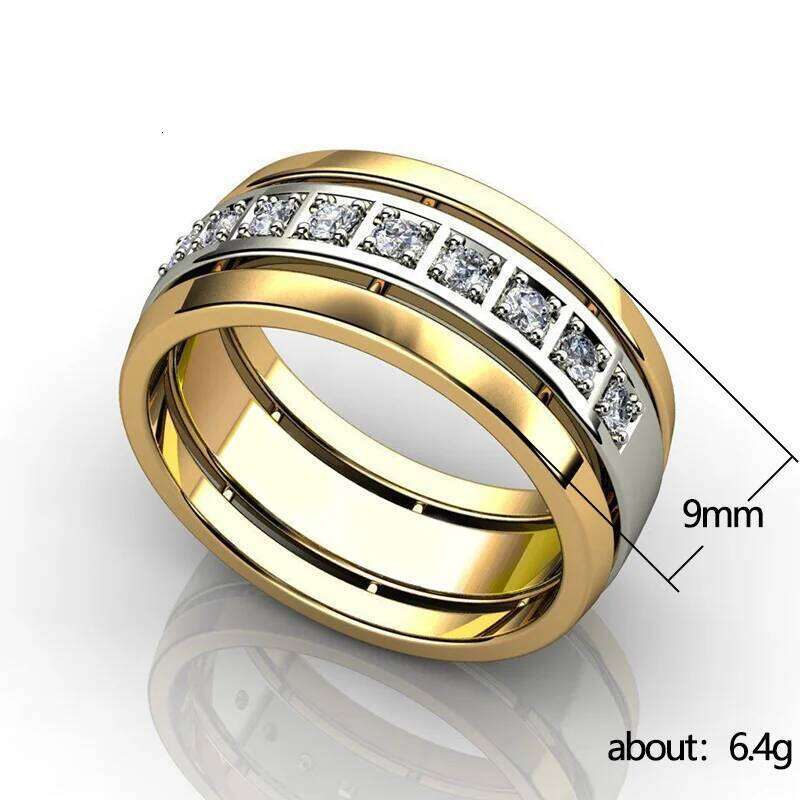 Huitan Fashion Female Rings Two Tone Design Inlaid Dazzling Cubic Zirconia Stylish Accessories for Women Wedding Trendy Jewelry H260312