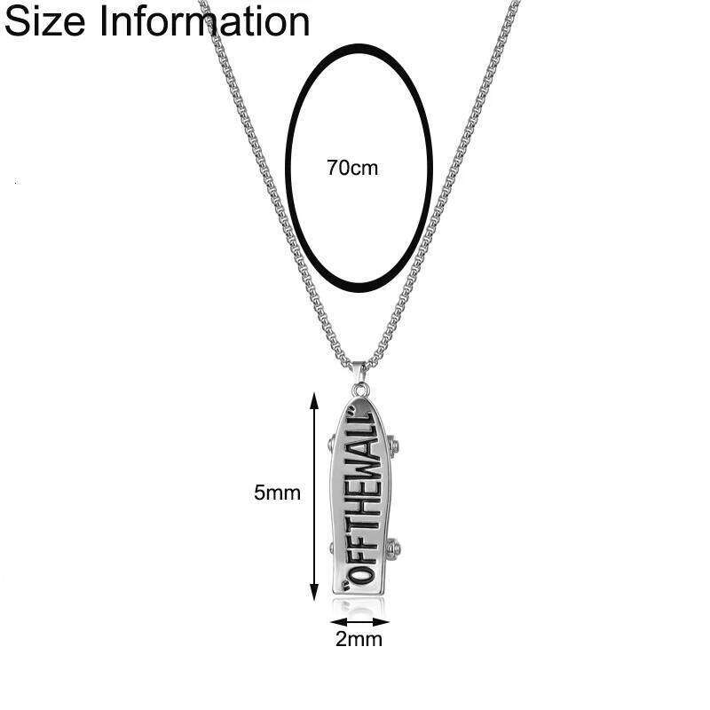 OFF THE WALL Slogan Skateboard Ladies Men Stainless Steel Pendant Necklace Punk Jewelry Wholesale H260312