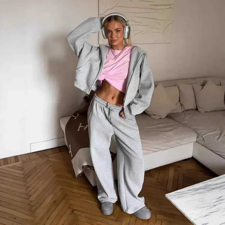 Spring Womens Autumn Suit with Pants Oversize Pink Top and Pants Set Casual Tracksuit with Pants Two Piece Sets Womens Outifits M260313