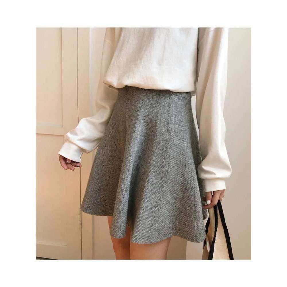 Knitted Mini Women High Waist Pleated Skirt Autumn Winter Streetwear Solid All Match A Line Skirts Z260314