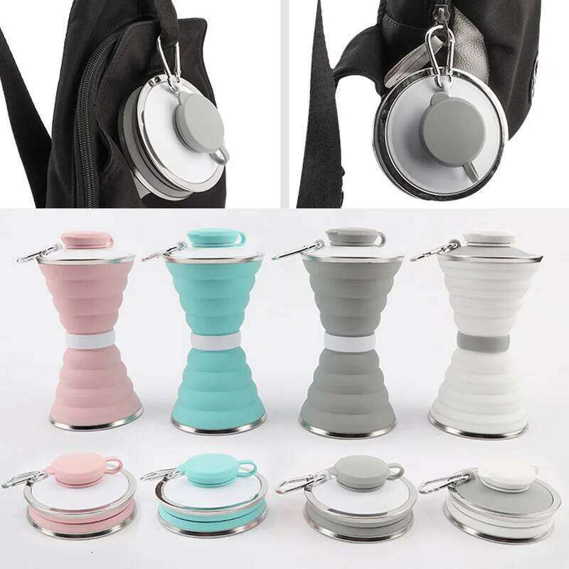 500mL New Portable Sports Foldable Soft Kettle Food Grade Silicone Folding Water Drinking Bottle Cup Z260314
