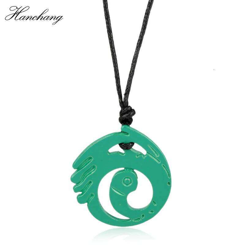 Movie Tomb-Raider Theme Rope Chain Green Color Dangle Lara Croft Pendant Necklace Jewelry Presents H260312