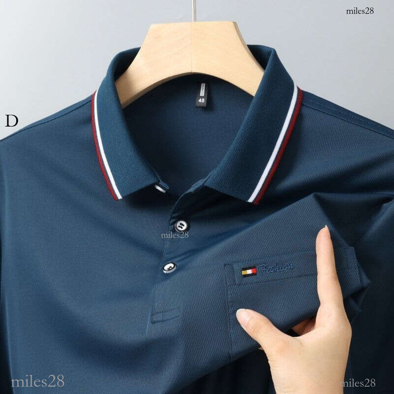 Summer men's short-sleeve t-shirt with a turn-down collar, youth POLO shirt, Korean-style slim-fit shirt, simple, stylish, and fashionable men's clothing