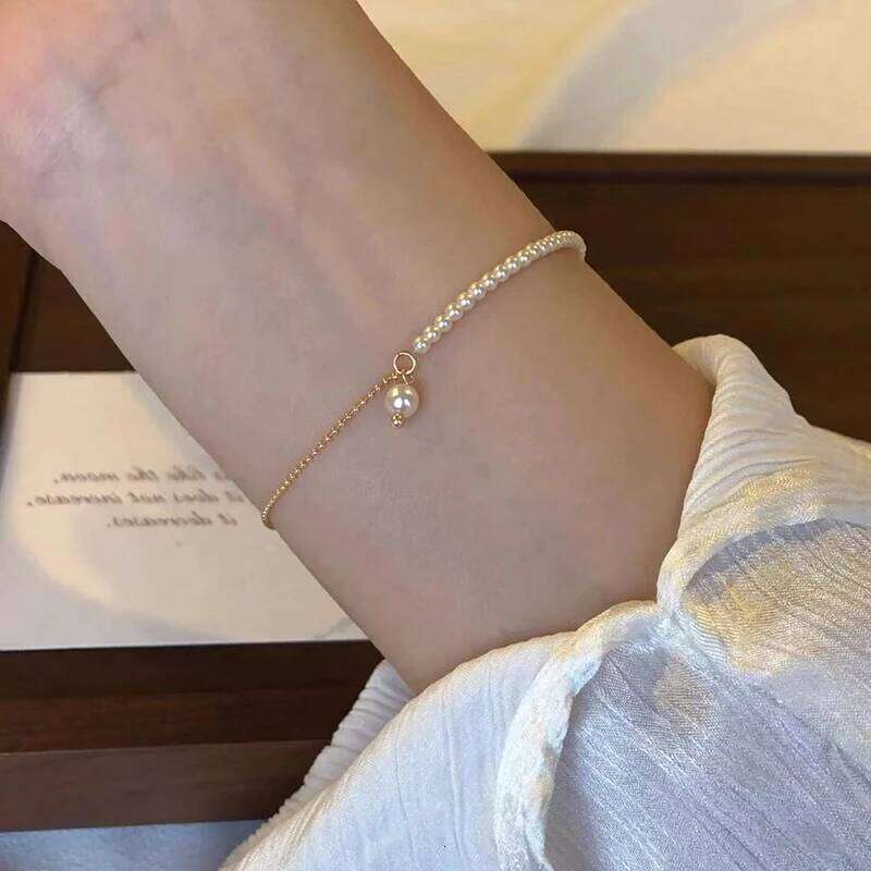 New 925 Sterling Silver Pearl Personalized Simple Charm Bracelet Birthday Gift for Women's Fine Jewelry Z260313