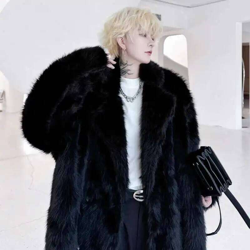 LUZHEN Winter Velvet Thickened Long Over The Knee Faux Fur Coat High-end Korean Trendy Handsome Classy Men's Outerwear LZ6697 Z260313