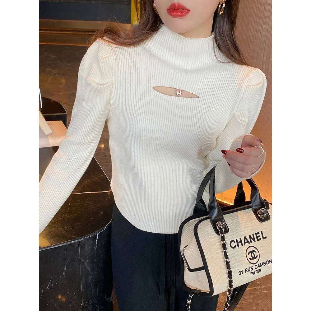 2025 Turtleneck Hollow-out Knitted Sweater Ribbed Pullovers Autumn Winter Basic Women Sweaters Fit Soft Warm Tops Z260313