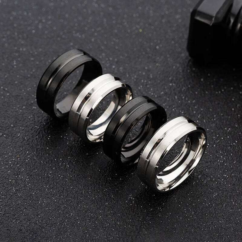Titanium Steel Frosted Ring Middle Groove for Women & Men Jewelry Gift Birthday Present Adjustable Size 5-14 H260312
