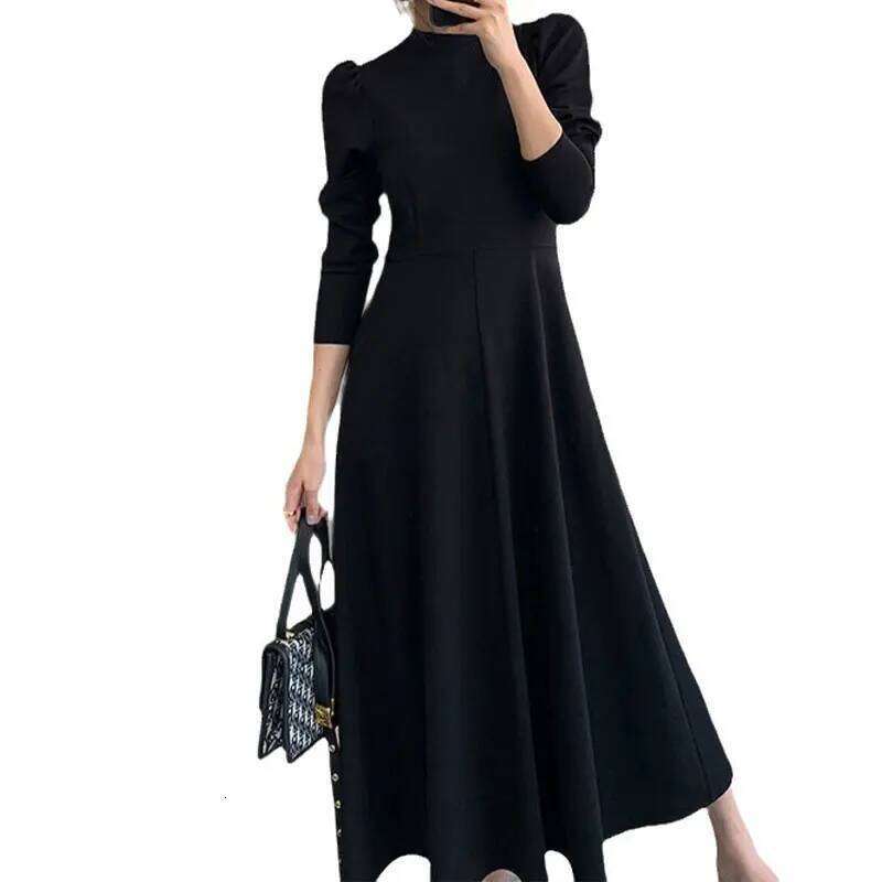 Elegant Fashion Harajuku Slim Fit All Match Women's Clothing Loose Casual Mid Length Skirt Solid Patchwork Long Sleeve Dresses Z260314