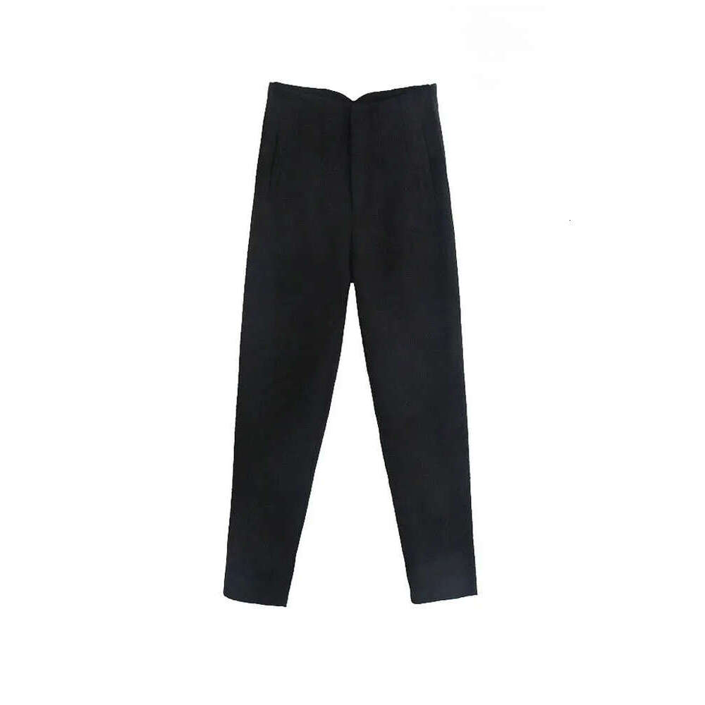 Women's Capris TRAF Women Chic Fashion With Seam Detail Office Wear Pants Vintage High Waist Zipper Fly Female Ankle Trousers Mujer 230321 Z26031