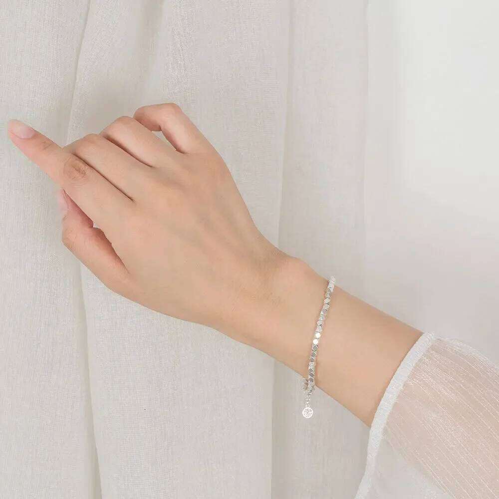 925 Sterling Silver Shiny Irregular Ball Women's Hand Bracelets Luxury Jewelry Accessories Offers Z260313
