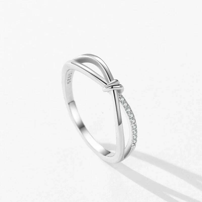 Ailmay Real 925 Sterling Silver Geometric Cross Line Finger Ring For Women Fashion Original Design Birthday Fine Jewelry H260312