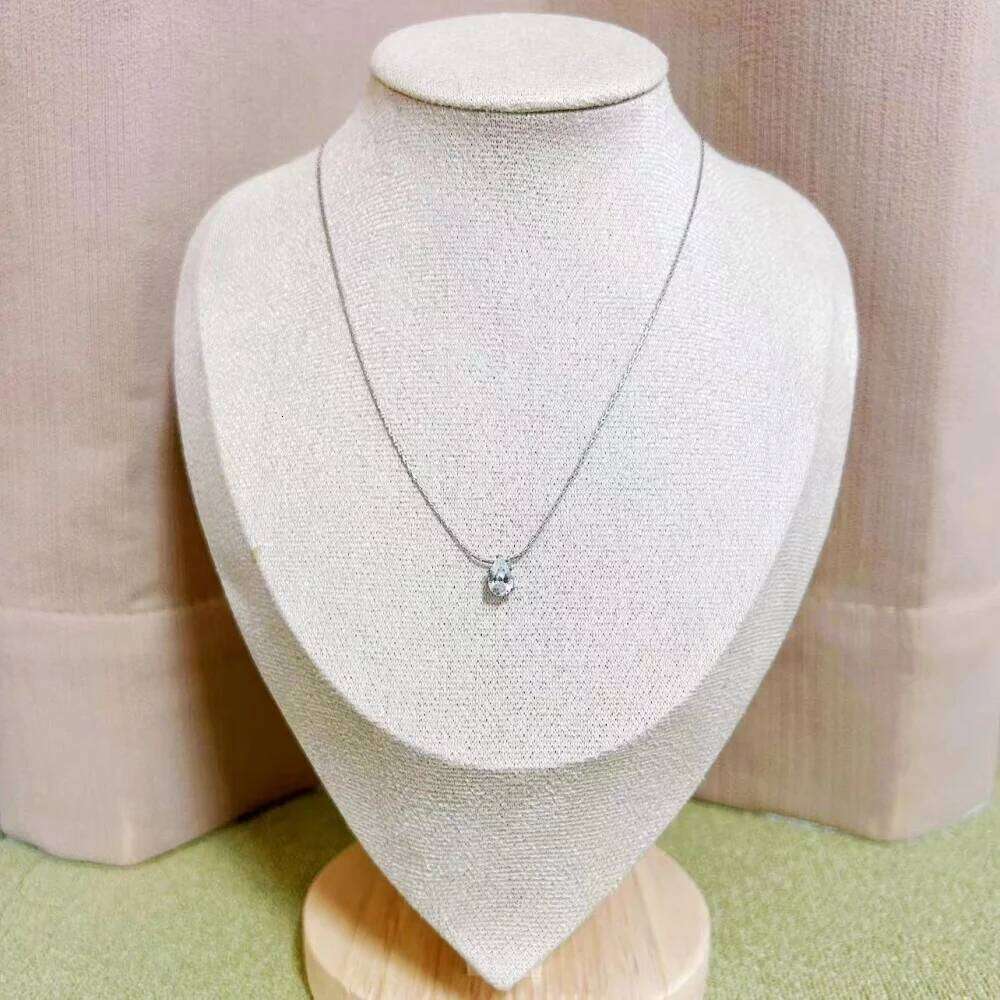 Stainless Steel Shiny Clear Zircon Waterdrop Pendant Necklace for Women Girls Minimalist Choker Chains Party Jewelry Gift New H260312