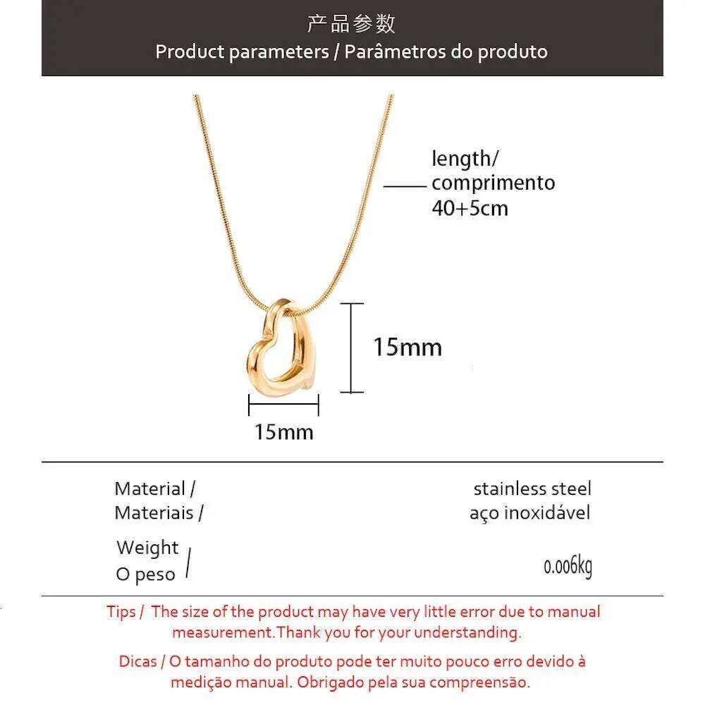 TOHM Simple Heart Shaped Hollow Pendant Necklace Stainless Steel Waterproof Women Collar Collarbone Chain Trendy Jewelry Party H260312