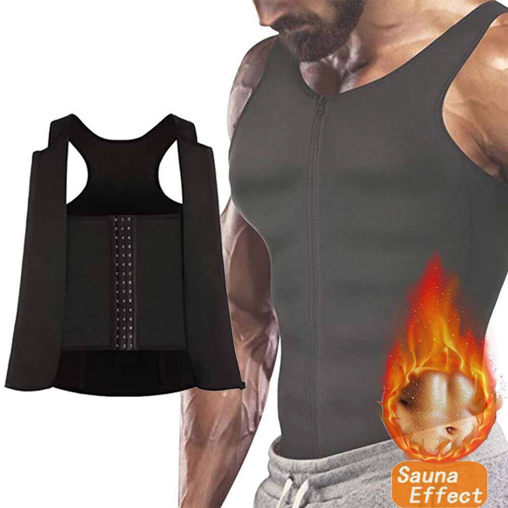 Men Compression Vest for Slimming Sauna Sweat Body Shaper Tight Undershirt Tummy Control Girdle Weight Loss Waist Tops 26Y0313