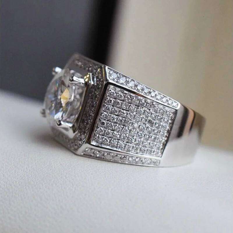 Luxury 925 Sterling Silver With Zircon Crystal Ring For Jewelry Gift Men rings H260312