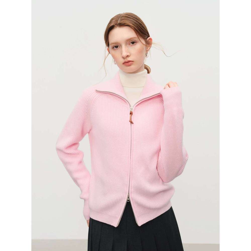 FSLE Autumn Sweater Women Loose Fit Wool Blend Knit Cardigan Fall Winter 2025 New Style Zipper Front Outerwear Top for Casual Z260313
