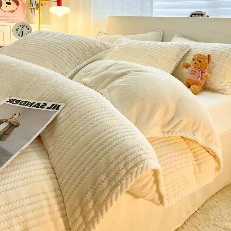 2025 new Nordic style double-sided autumn and winter jacquard milk velvet four-piece quilt cover dormitory three-piece H260312 - view 5