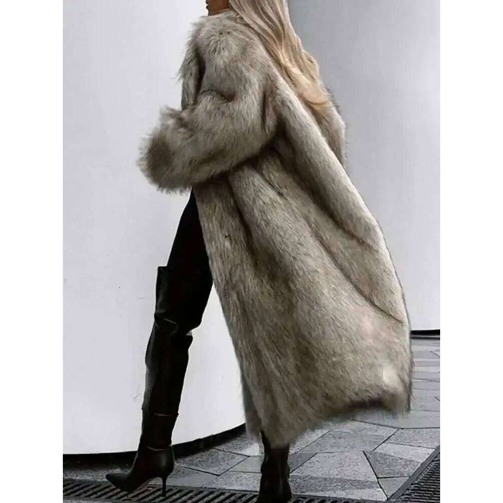 UCXQ Street Trend Outerwear European Style Lapel All Match Loose Casual Long Women's Faux Fox Fur Coat 2025 Autumn Winter 3C2946 Z260313