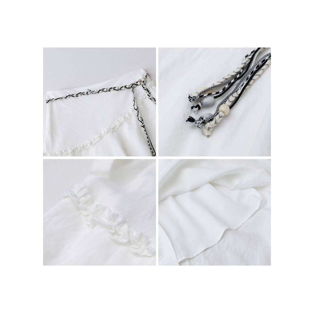 CHIC VEN Women Skirts White Loose New Irregular Design Midi Skirt for Woman with Belt Girl Clothing Spring Summer 2026