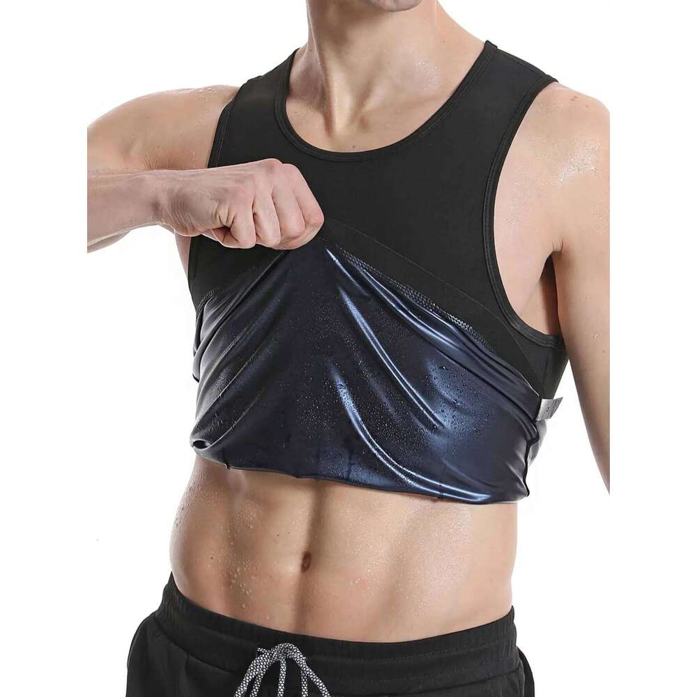 Men's Sauna Suit Shirt - Heat Trapping Sweat Compression Vest, Shapewear Top, Gym Exercise Versatile Shaper Waist 26Y0313