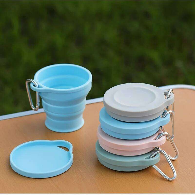 180ML New Silicone Folding Mini Retractable Teacup Outdoor Travel Portable Wash Cup Coffee Telescopic Drinking Mug with Lid Z260314
