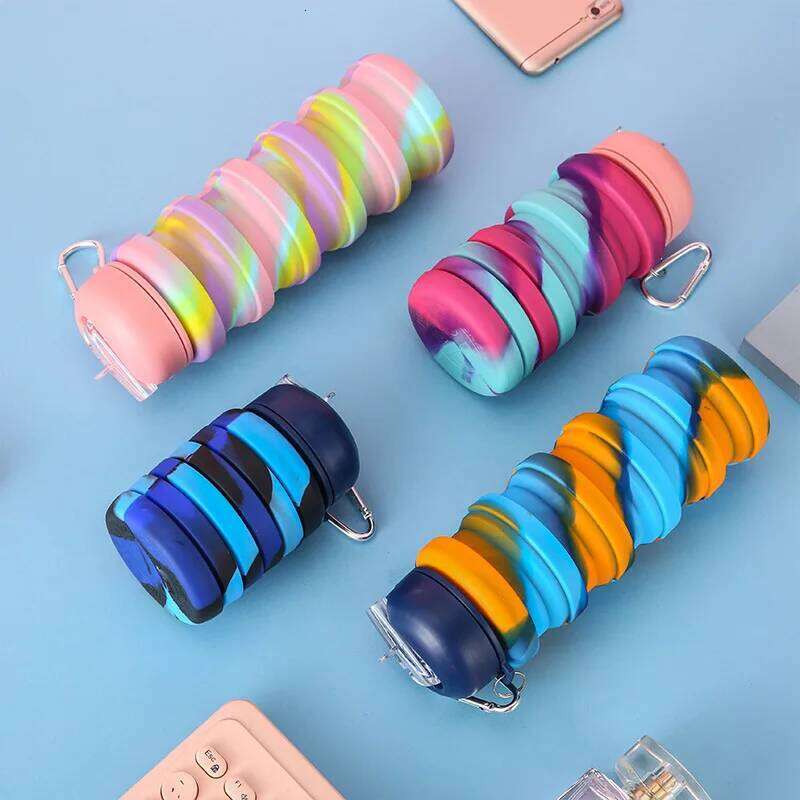 New 160g Retractable Silicone Camouflage Bottle Outdoor Folding Water Cup Sports Kettle Z260314