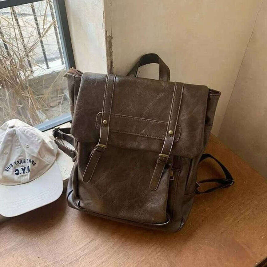 TAURUSCIAGA Large Capacity Vintage Women Backpack PU Leather Preppy Student School Mochila Rucksack Shoulder Bag Female Daily Versatile Bag